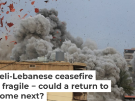 Smoke rises following an Israeli airstrike in the village of Teir Debba in southern Lebanon on Nov. 6, 2025. AP Photo/Mohammad Zaatar